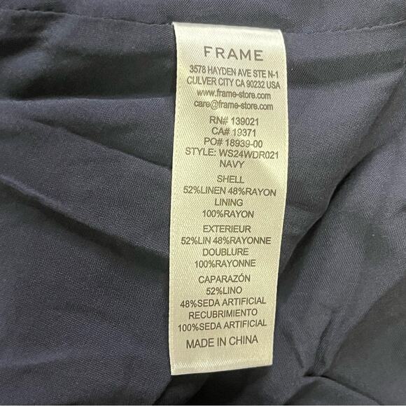 Frame Linen Blue Asymmetrical Tiered Cocktail Dress small has flaw - Picture 15 of 16